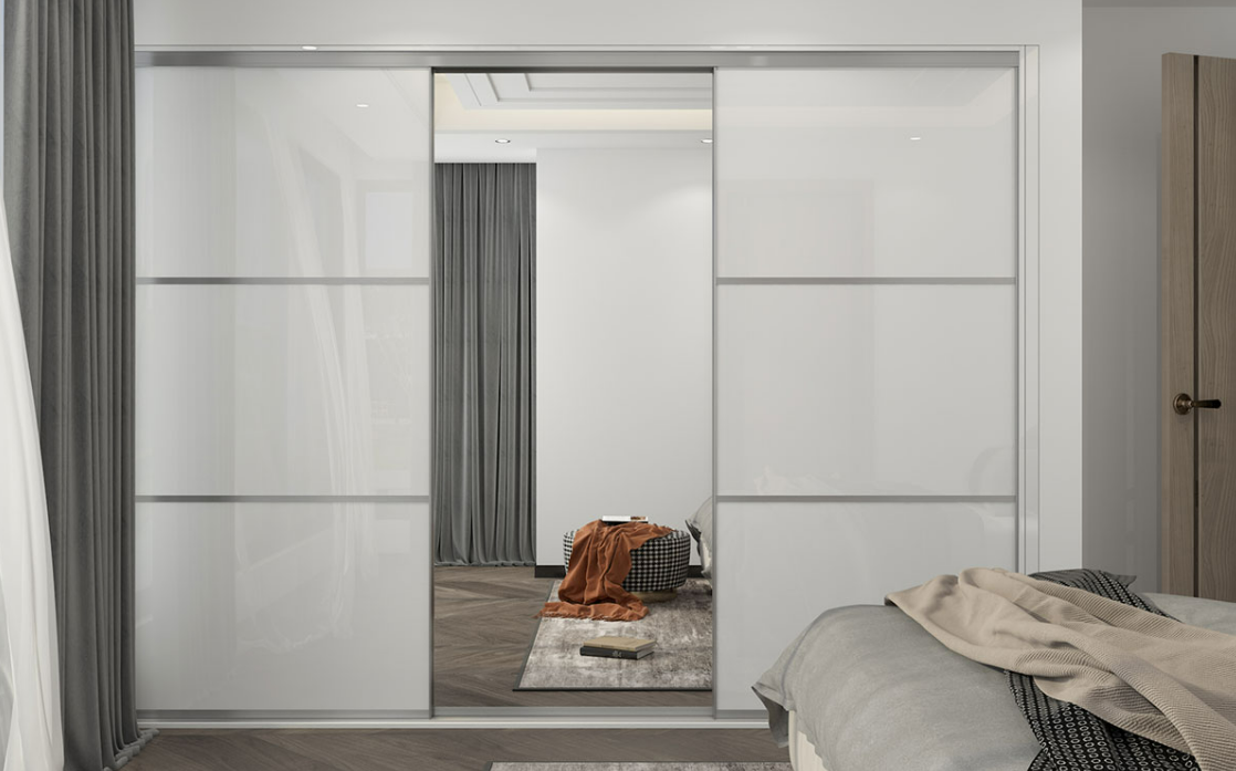 White 3-door wardrobe with dressing table