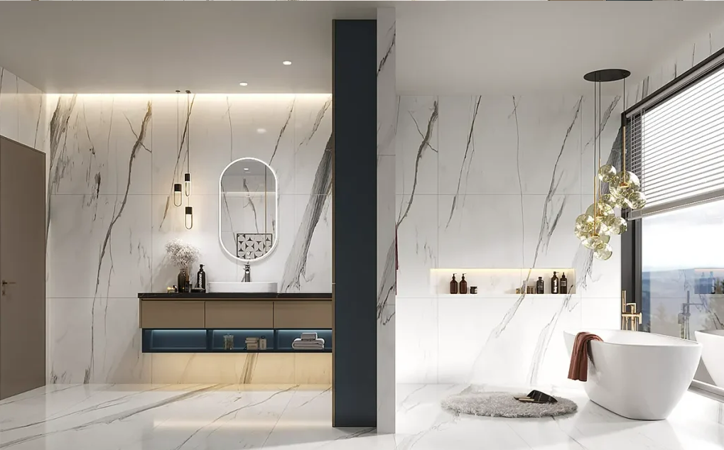 Modern luxury bathroom cabinet ClModern luxury bathroom cabinet of the Cloud series with a HANGING dressing tableoud with HANGING dressing table