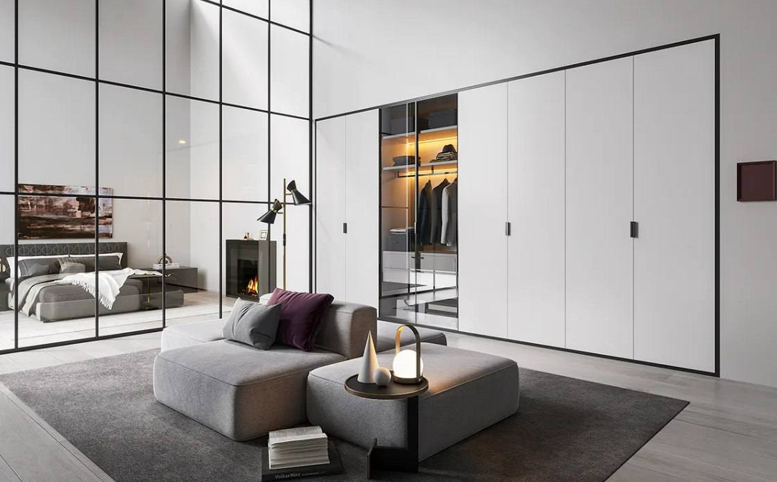 Modern white minimalist wardrobe design