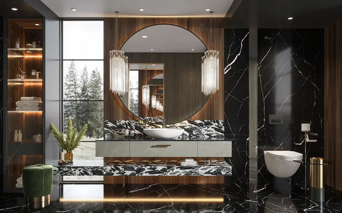 Modern HANGING dressing table with textured melamine finish