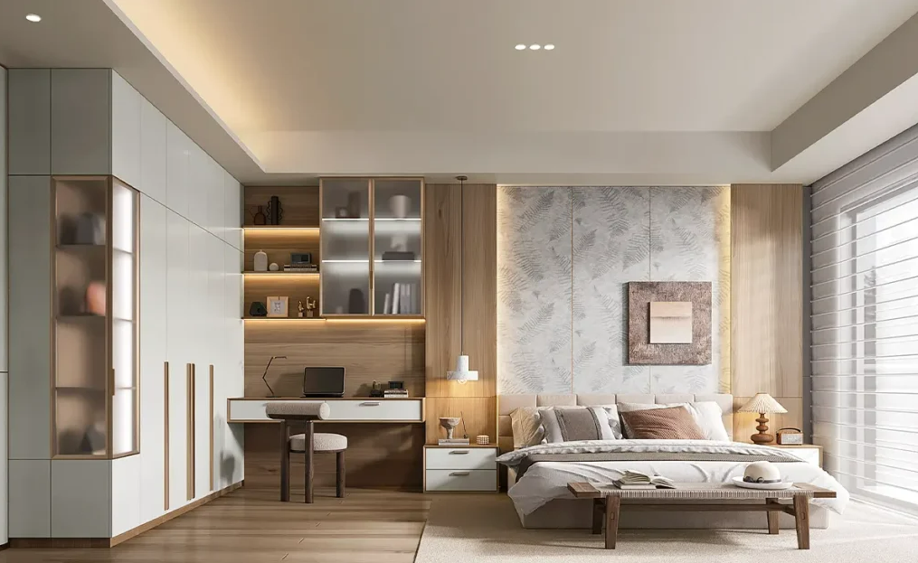 Minimalistic cabinet in white and wood