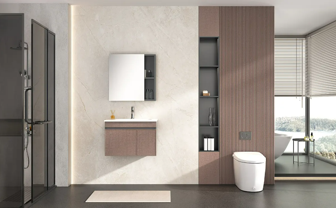 Modern Minimalist Red Wall Cabinet for bathroom Sink
